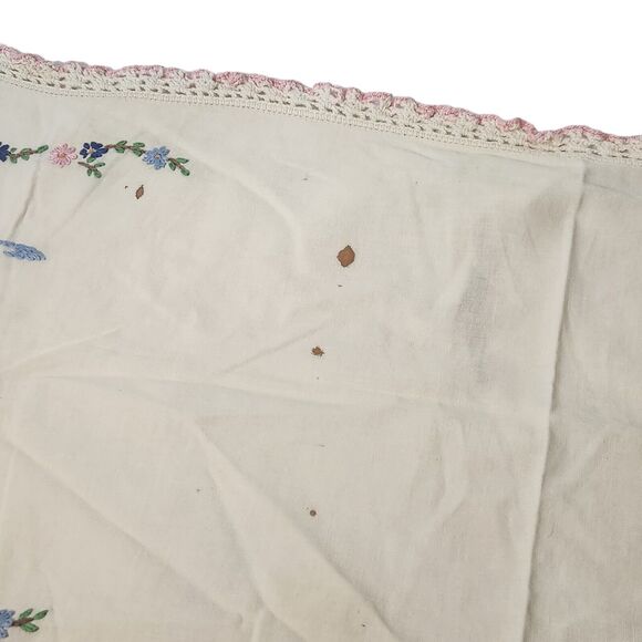 VINTAGE 1960's TABLE RUNNER FLOWER GARDEN EMBROIDERED DRESSER SCARF ESTATE MCM - Picture 6 of 6